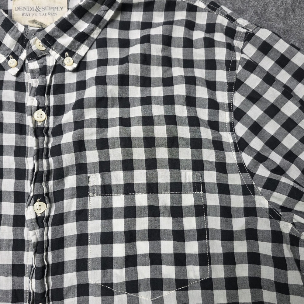 Denim & Supply Ralph Lauren Button Down Shirt Mens XL Thin Lightweight Black‎ - Picture 9 of 10